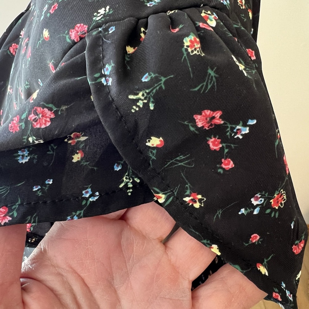 Women's Wild Jasmine Floral‎ Short  Sleeve Blouse Tulip Sleeve 3x Black Pink 3X - Picture 4 of 13